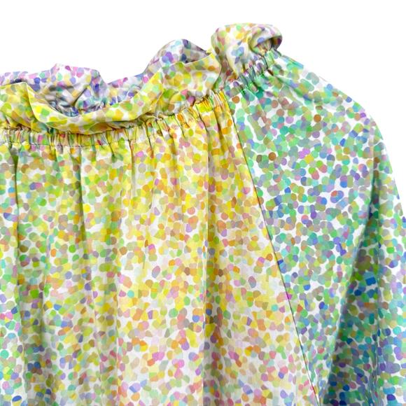 Cynthia Rowley Confetti Dot Print 100% Poplin Cotton Long Sleeve Shift Dress - Picture 11 of 16